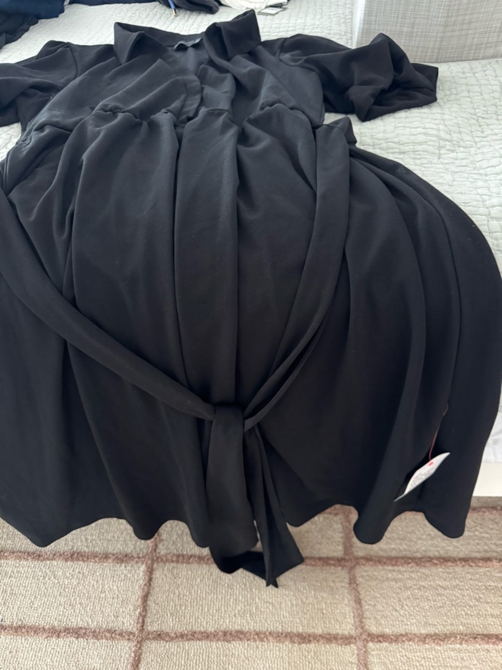 ASOS Black Midi Dress with Waist Tie